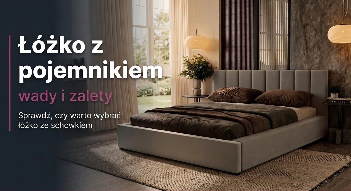 Łóżko tapicerowane z pojemnikiem — sypialnia Marpur